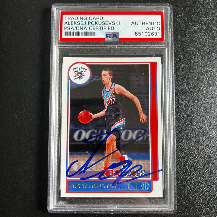 2021-22 Panini Hoops #13 Aleksej Pokusevski Signed Card AUTO PSA Slabbed Thunder