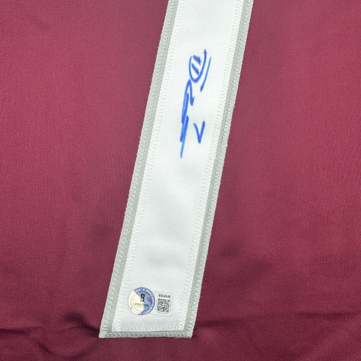Autographed/Signed Devon Toews Colorado Maroon Jersey Beckett BAS COA