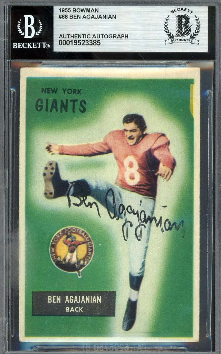 Ben Agajanian Beckett BAS Signed 1955 Bowman Rookie Autograph