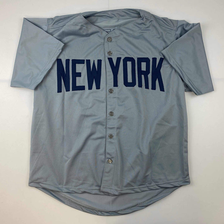 Facsimile Autographed Babe Ruth New York Grey Reprint Laser Jersey Size Men's XL