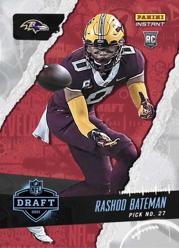 2021 RASHOD BATEMAN NFL DRAFT NIGHT PICK NO. 27 PANINI INSTANT ROOKIE CARD #17