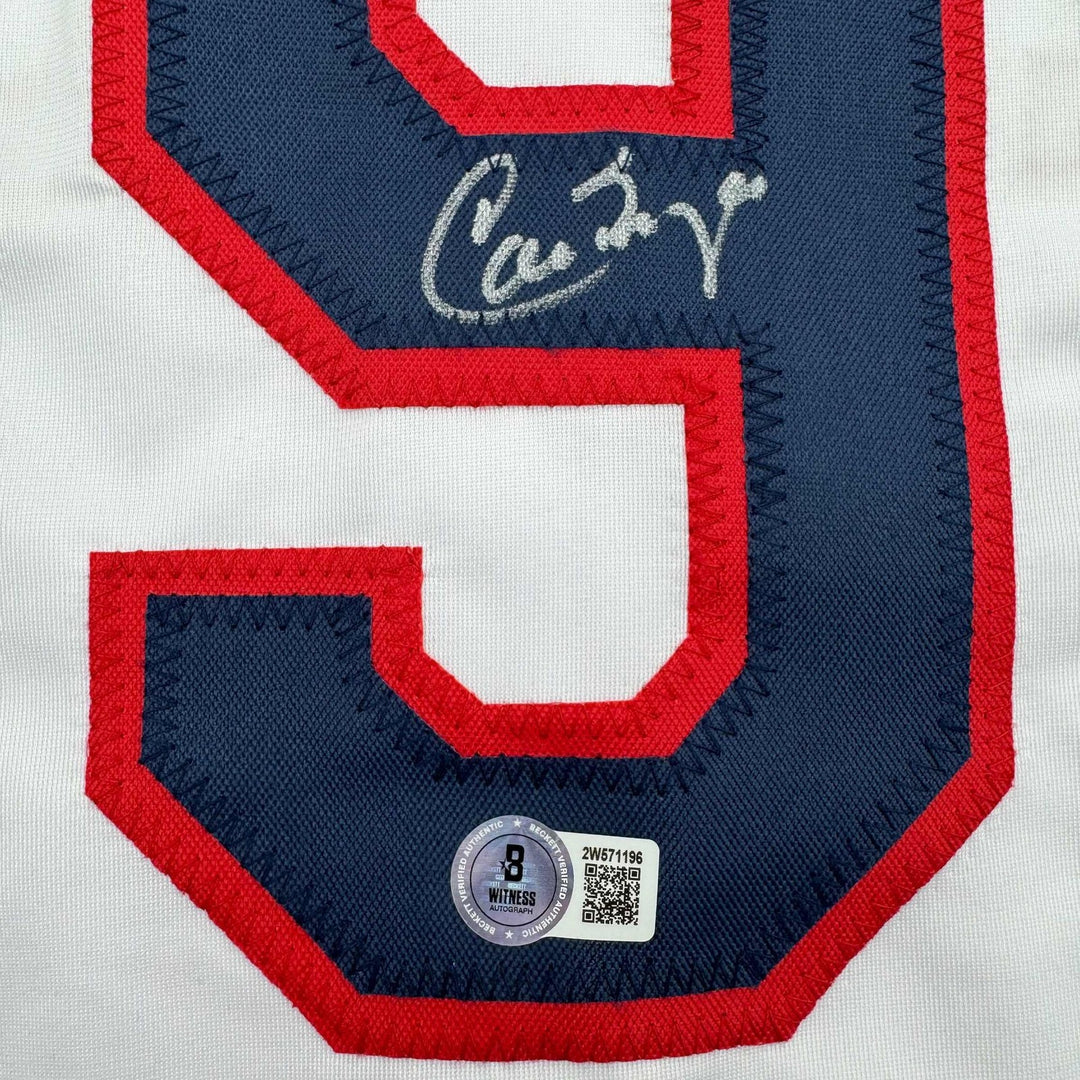Autographed/Signed Carlos Baerga Cleveland White Jersey Beckett BAS COA