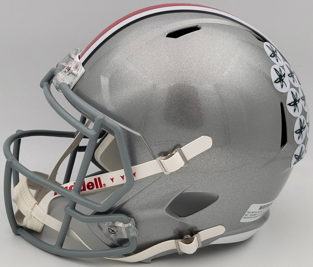 Jaxon Smith-Njigba Auto Ohio State Buckeyes Silver Full Size Rep Speed Helmet