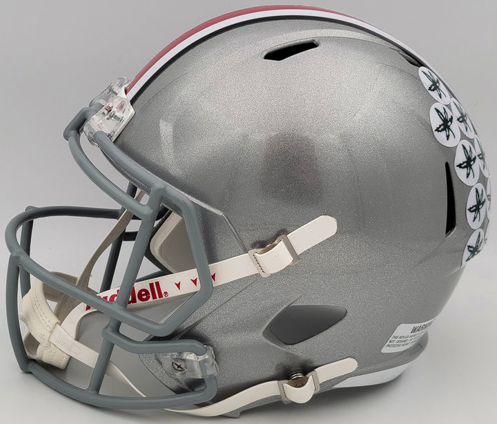 Jaxon Smith-Njigba Auto Ohio State Buckeyes Silver Full Size Rep Speed Helmet