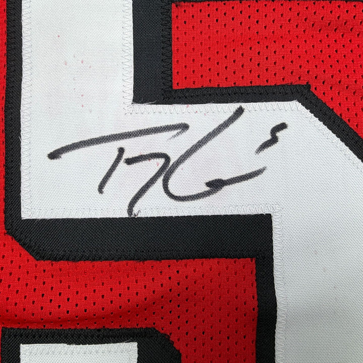 Autographed/Signed Trey Lance San Francisco Red ALT Jersey Beckett BAS COA