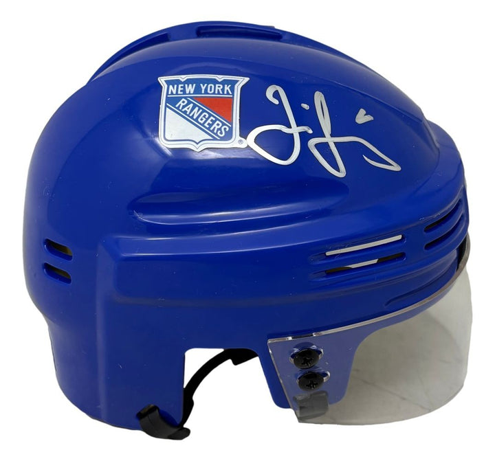 Jaromir Jagr Signed New York Rangers Blue Mini Helmet JSA QR