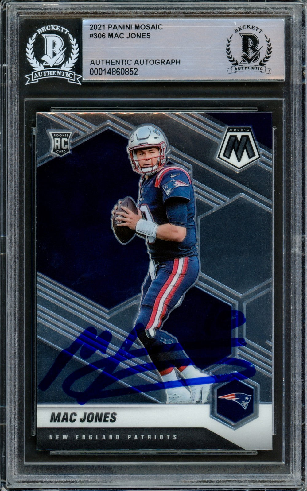 Mac Jones Signed 2021 Panini Mosaic RC 306 New England Patriots Beckett
