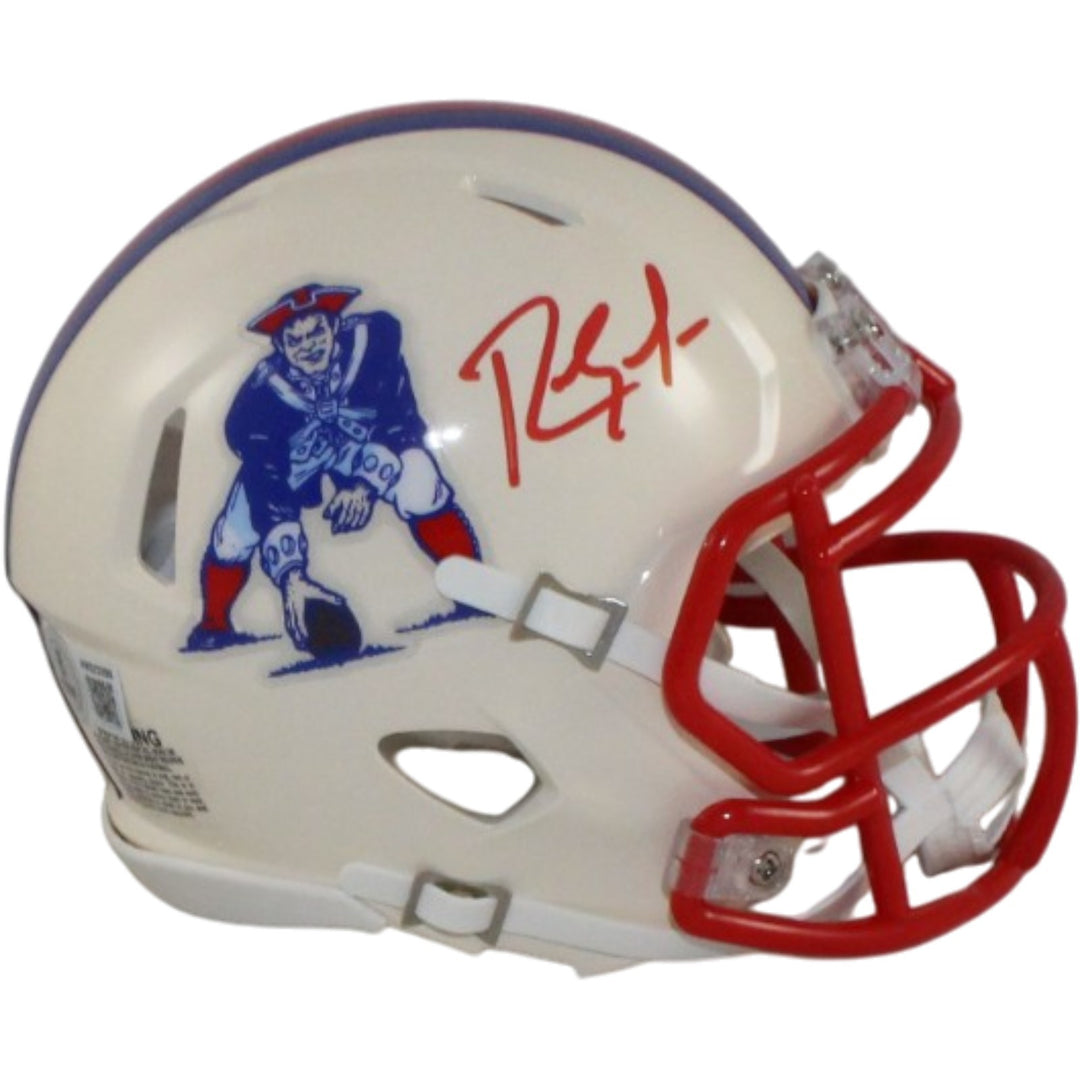 Randy Moss Autographed New England Patriots Retro Mini Helmet Beckett 56319