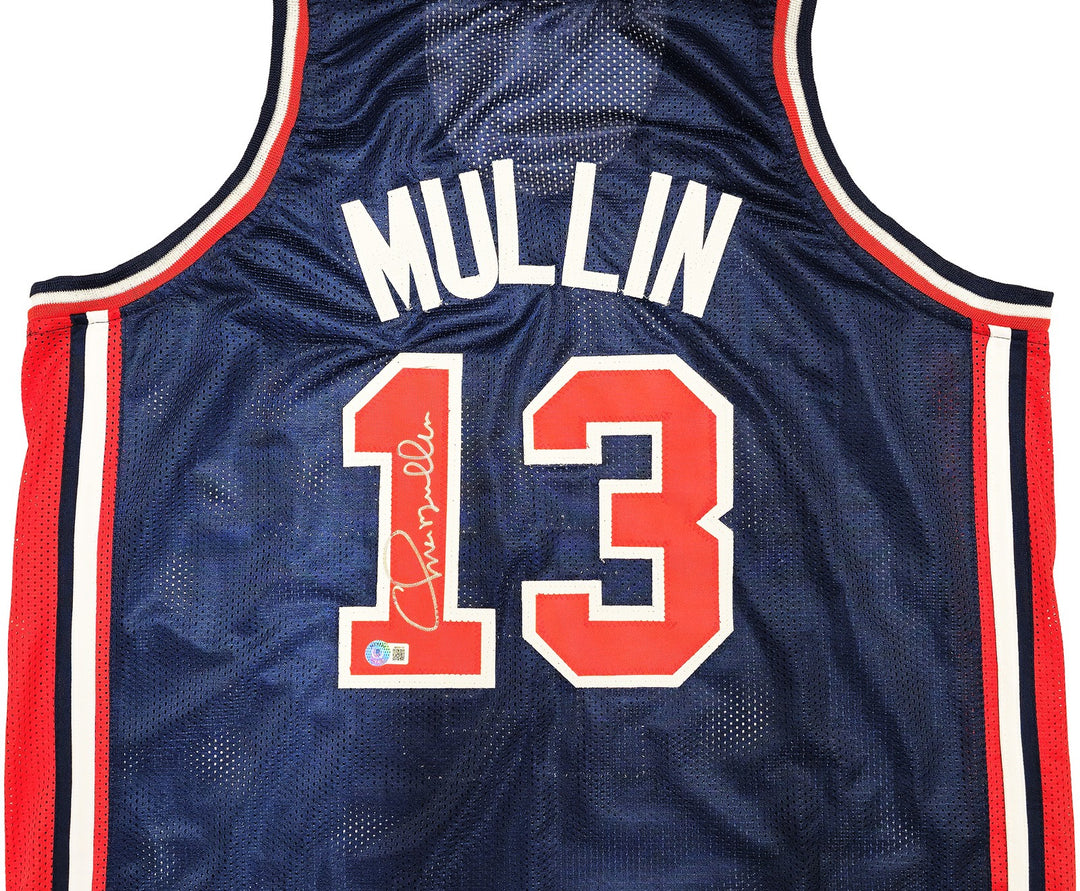 Team USA Chris Mullin Autographed Signed Blue Jersey Beckett BAS Witness