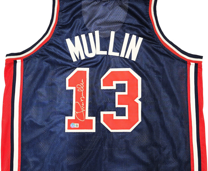 Team USA Chris Mullin Autographed Signed Blue Jersey Beckett BAS Witness