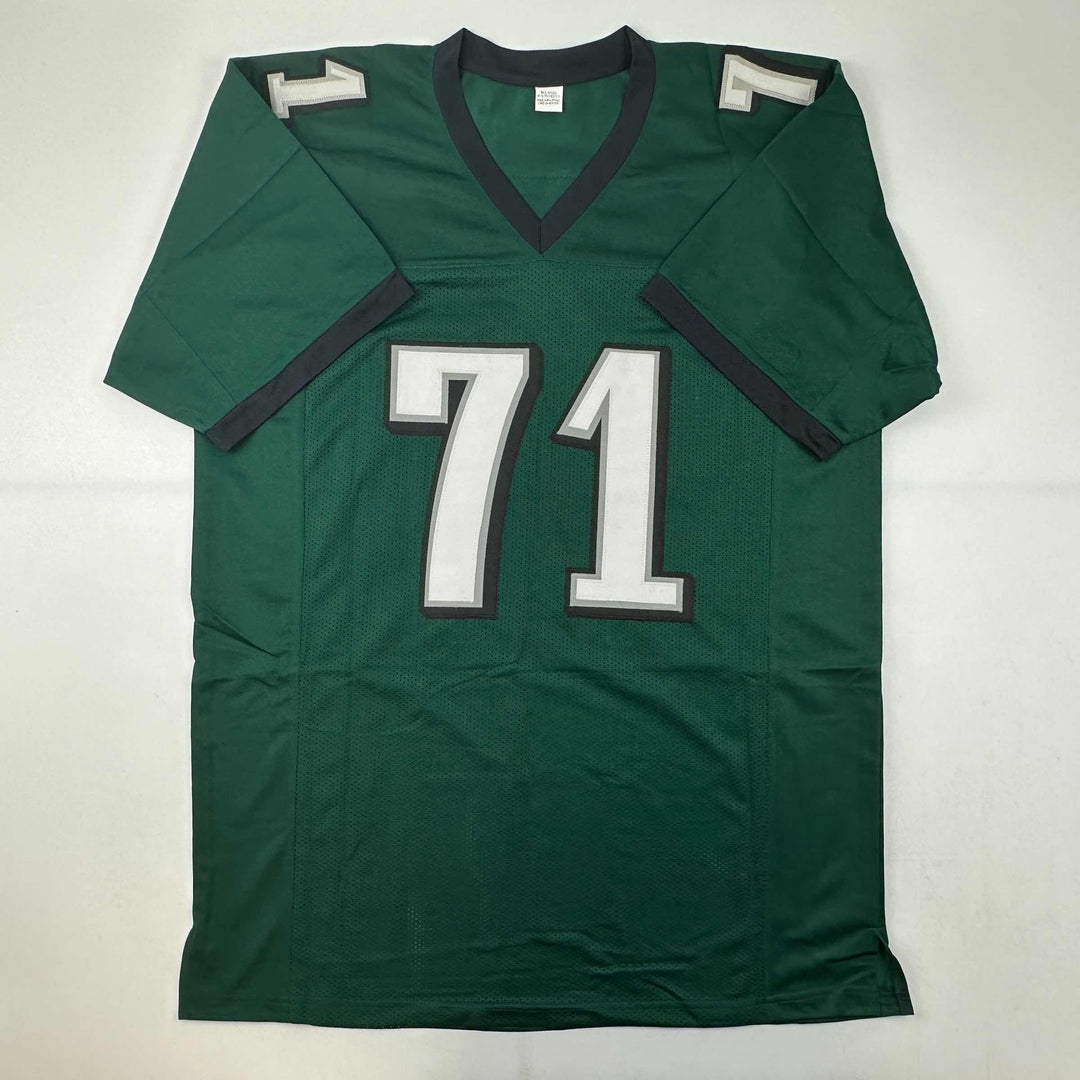Autographed/Signed JASON PETERS Philadelphia Green Football Jersey JSA COA Auto