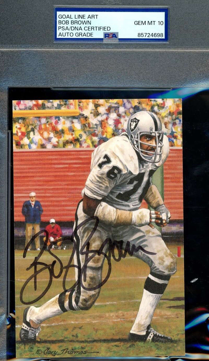 Bob Brown Gem Mint 10 PSA DNA Signed Goal Line Art Card GLAC Autograph