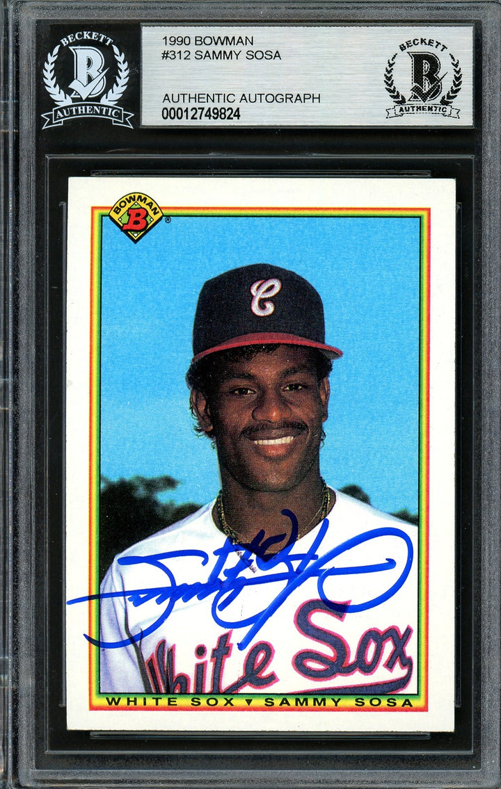 Sammy Sosa Signed 1990 Bowman Rookie Card #312 Chicago White Sox Beckett BAS