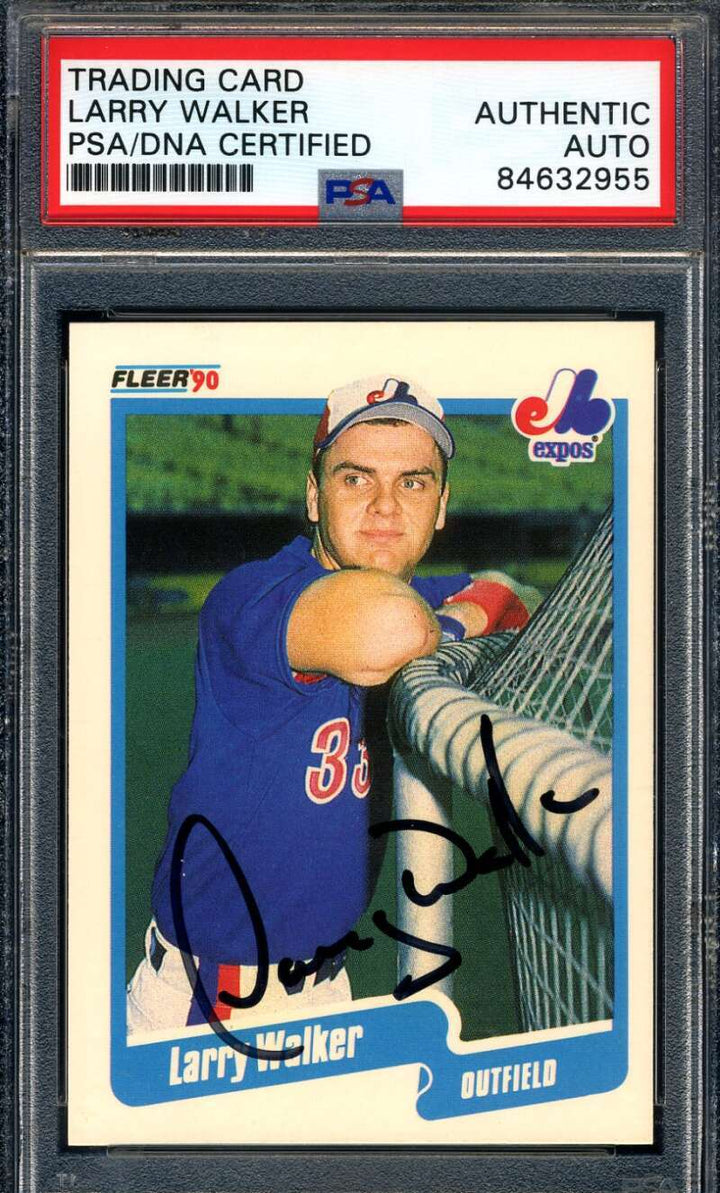 Larry Walker PSA DNA Vintage Signed 1990 Fleer Rookie Autograph