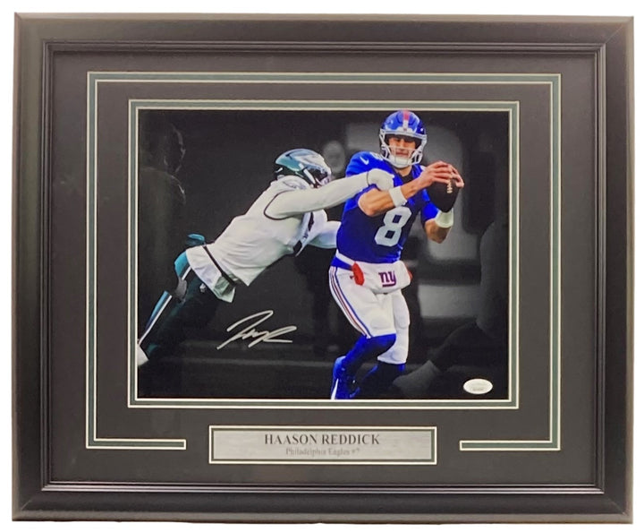 Haason Reddick Signed Framed 11x14 Philadelphia Eagles vs Giants Photo JSA ITP