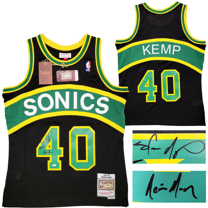 Sonics Shawn Kemp Auto Black Mitchell Ness HWC Swingman Jersey M Reign Man
