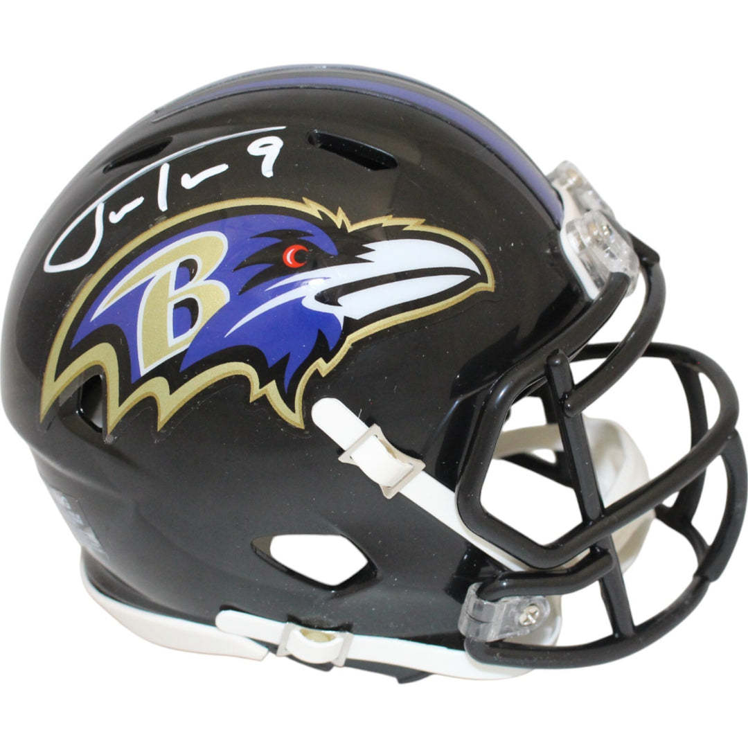 Justin Tucker Autographed/Signed Baltimore Ravens Spd Mini Helmet Beckett 48833