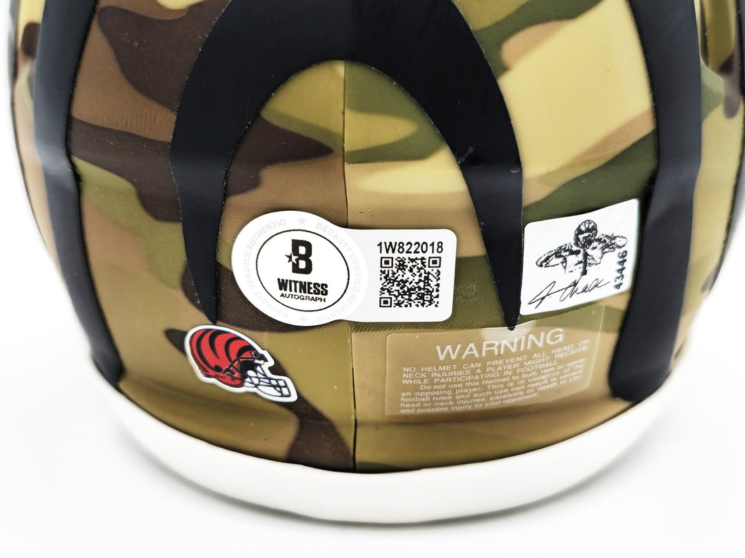 Ja'Marr Chase Signed Cincinnati Bengals Camo Speed Mini Helmet Beckett Wit