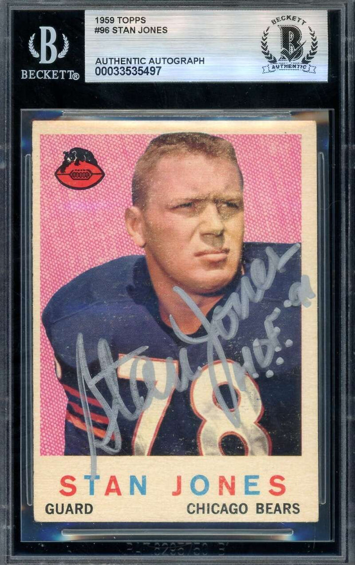 Stan Jones Beckett BAS Vintage Signed 1959 Topps Autograph Bears