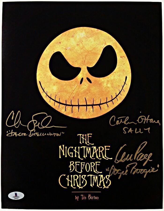 NIGHTMARE BEFORE XMAS Signed 10x13 Photo 3x Sarandon O'hara Page Beckett BAS COA