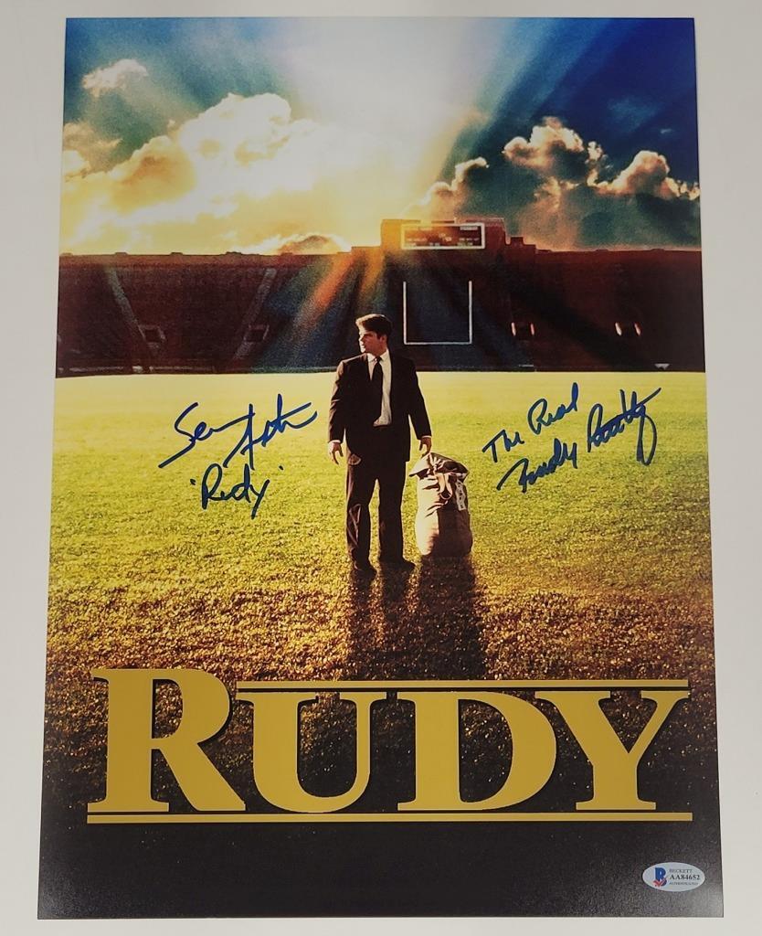 Rudy Ruettiger & Sean Astin signed Rudy 11x17 Movie Poster ~ BAS Witness Holo