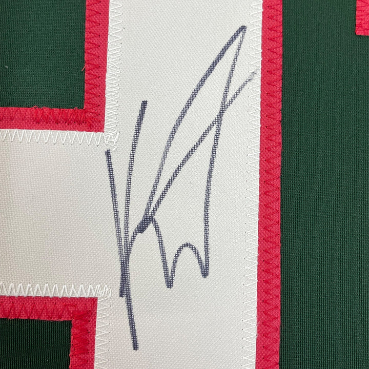 Framed Autographed/Signed Kirill Kaprizov 33x42 Minnesota Green Jersey BAS COA