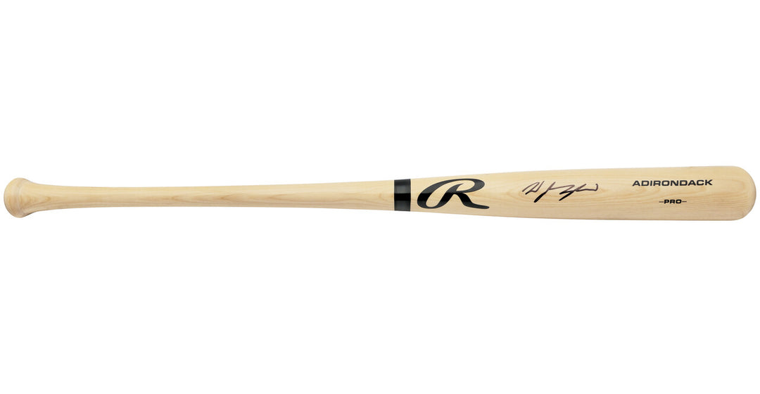 Wyatt Langford Auto Blonde Rawlings Adirondack Pro Baseball Bat Rangers MLB