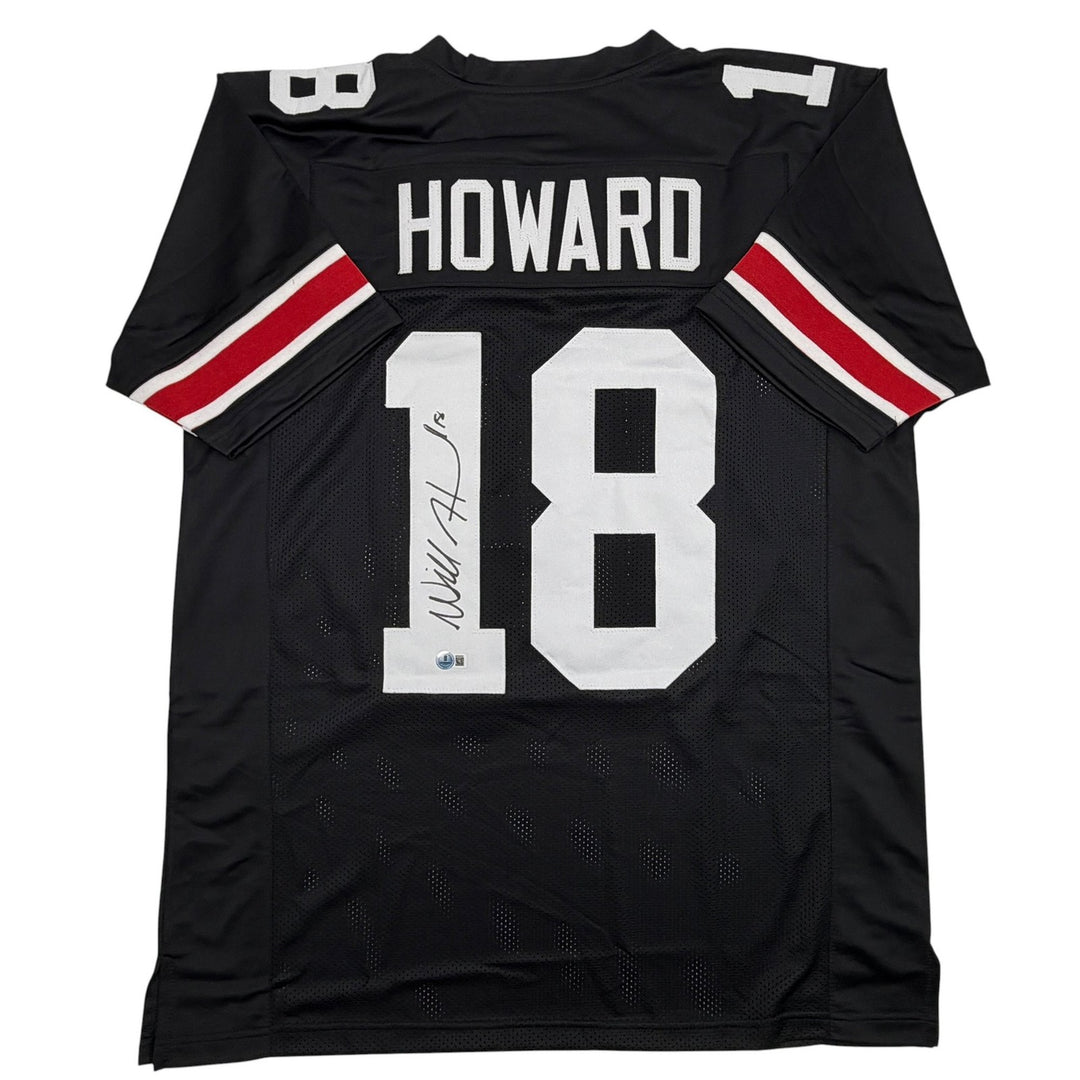 Autographed/Signed Will Howard Ohio State Black College Jersey Beckett BAS COA