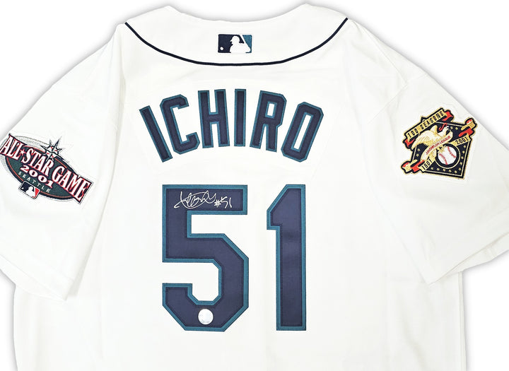 Mariners Ichiro Suzuki Auto White Authentic Mitchell Ness 2001 ASG Jersey Sz 44