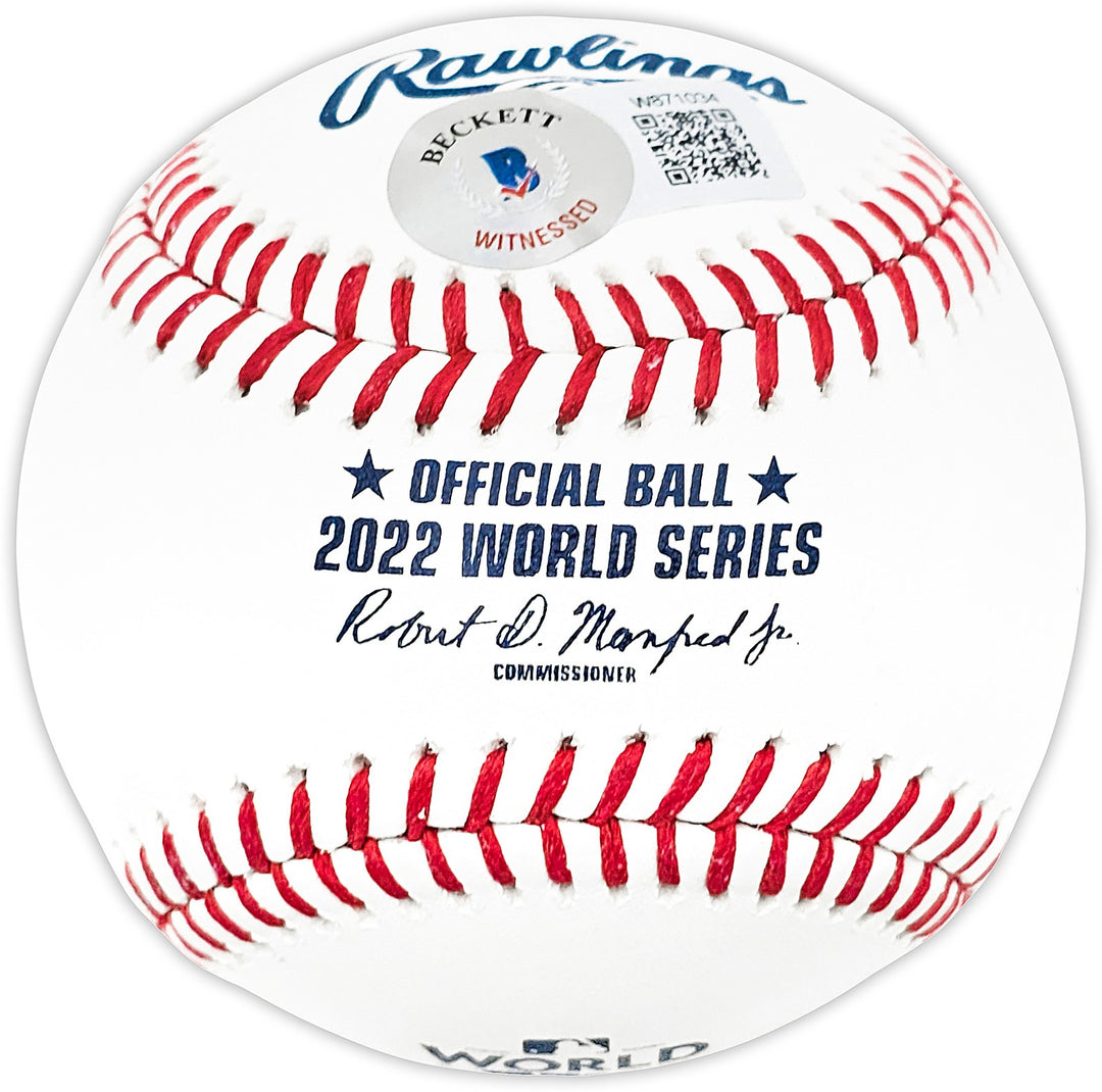 Kyle Tucker Signed 2022 WS Logo MLB Baseball Astros "2022 WS Champs" Beckett Wit
