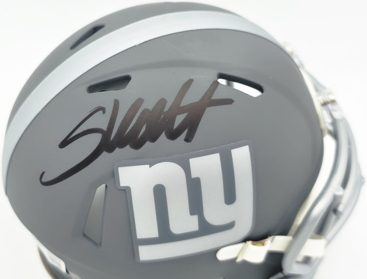 Cam Skattebo Signed Giants Slate Gray Mini Helmet Beckett QR
