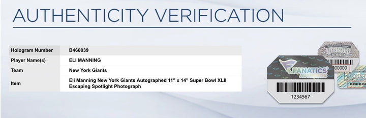 Eli Manning Giants signed 11x14 Spotlight photo SuperBowl MVP Scramble Fanatics