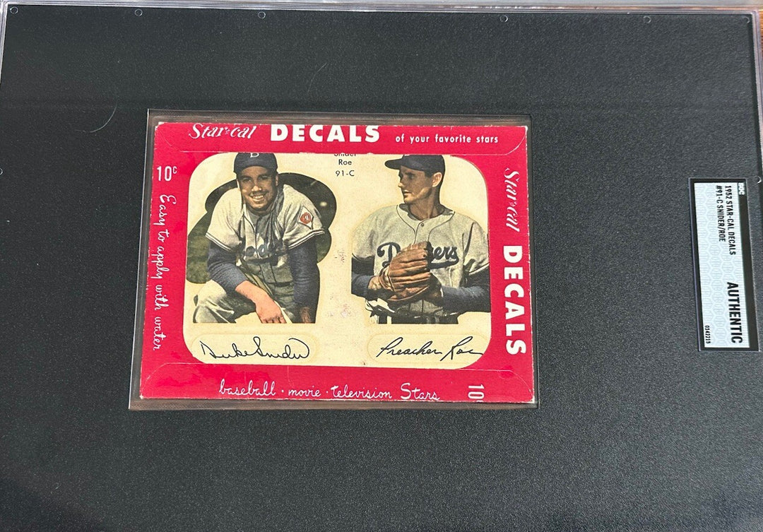 1952 Star-Cal Decals #91-C: Duke Snider & Preacher Roe In Envelope SGC Auth Nm