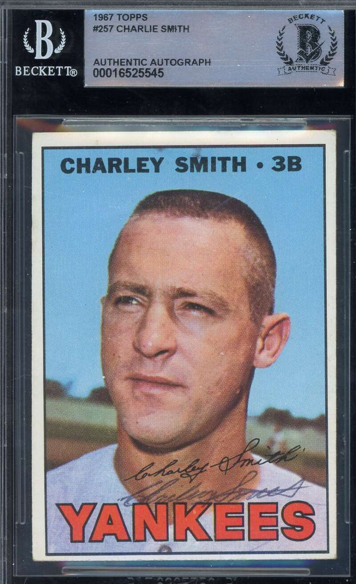 Charlie Smith Beckett BAS Signed 1967 Topps Autographed
