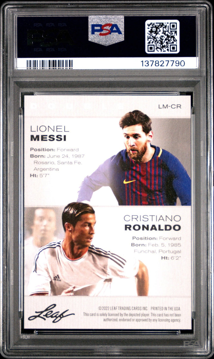 Graded 2022 Leaf Special Release Lionel Messi Cristiano Ronaldo #MCR Card PSA 10