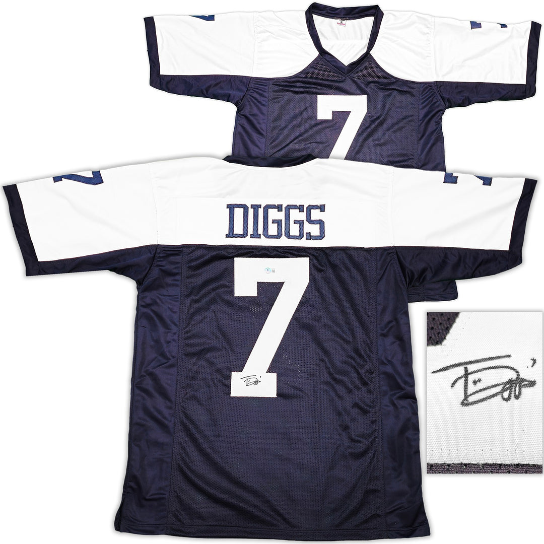 Dallas Cowboys Trevon Diggs Autographed Signed Blue & White Jersey Beckett