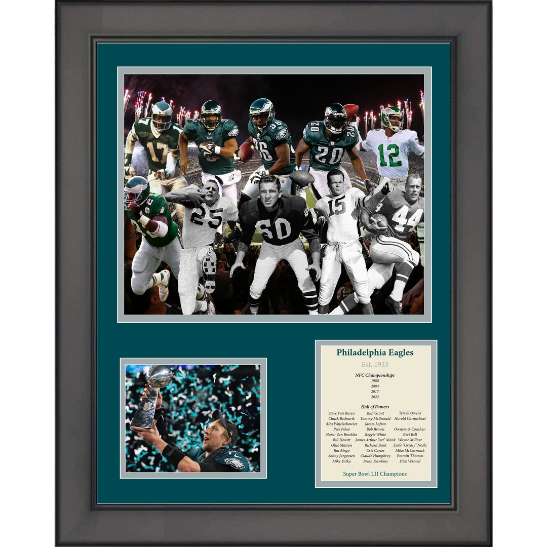 Framed Philadelphia Eagles All-Time Greats Legends 12"x15" Football Photo