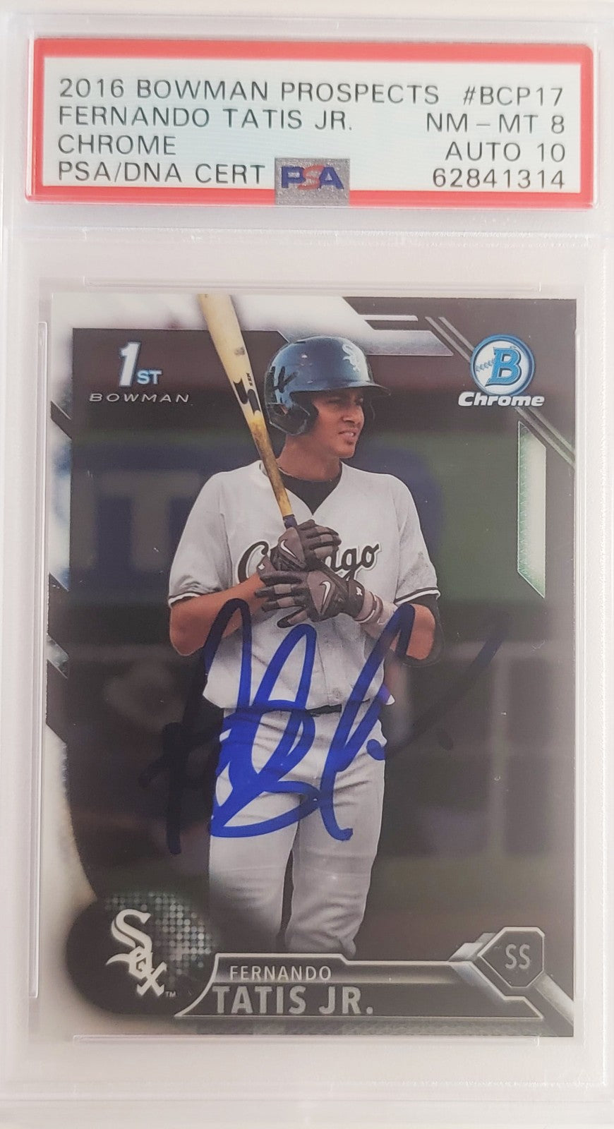 Fernando Tatis Jr Signed 2016 Bowman Chrome Prospects RC BCP17 PSA 8 Sig 10 DNA