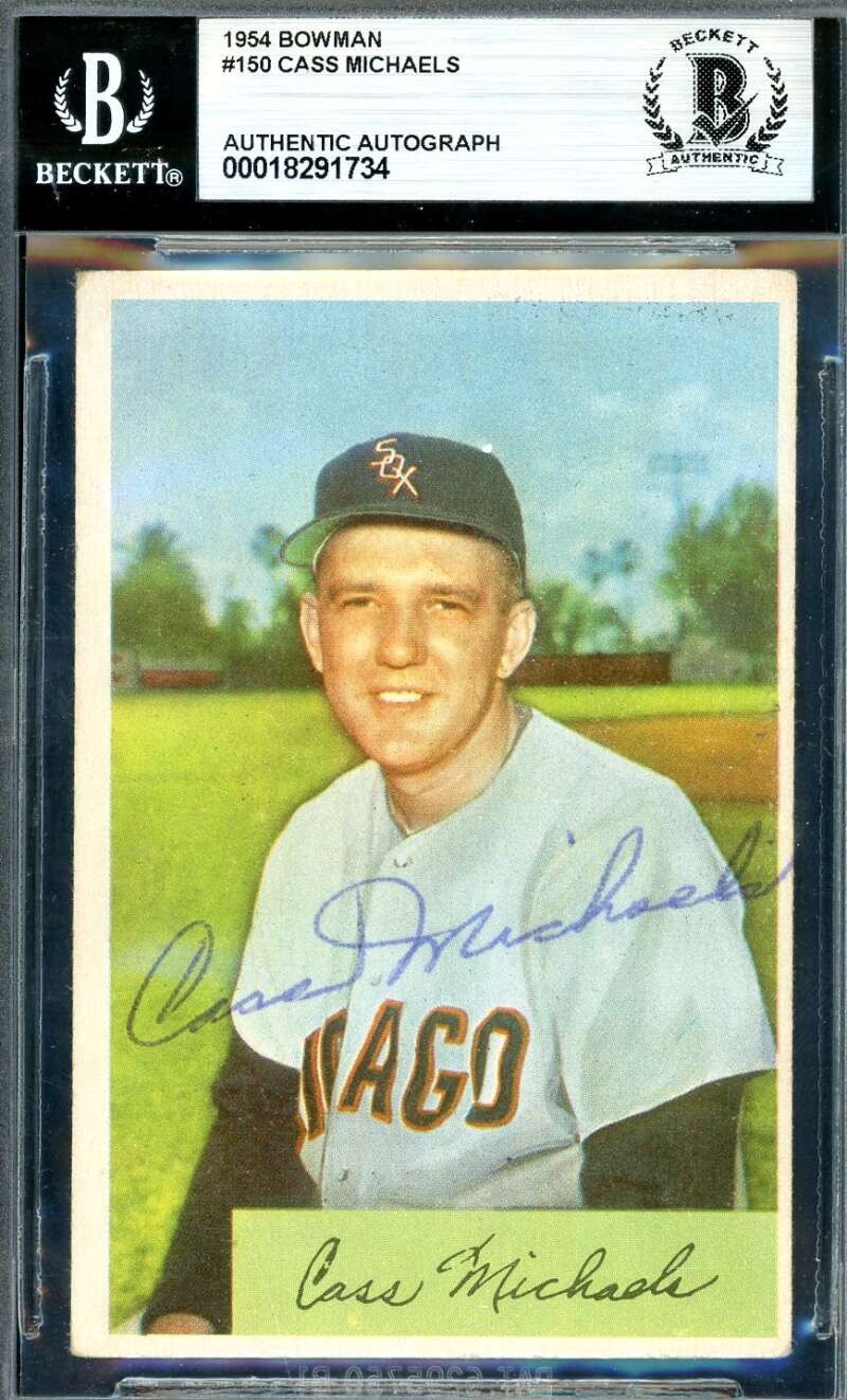 Cass Michaels Beckett BAS Signed 1954 Bowman Autograph