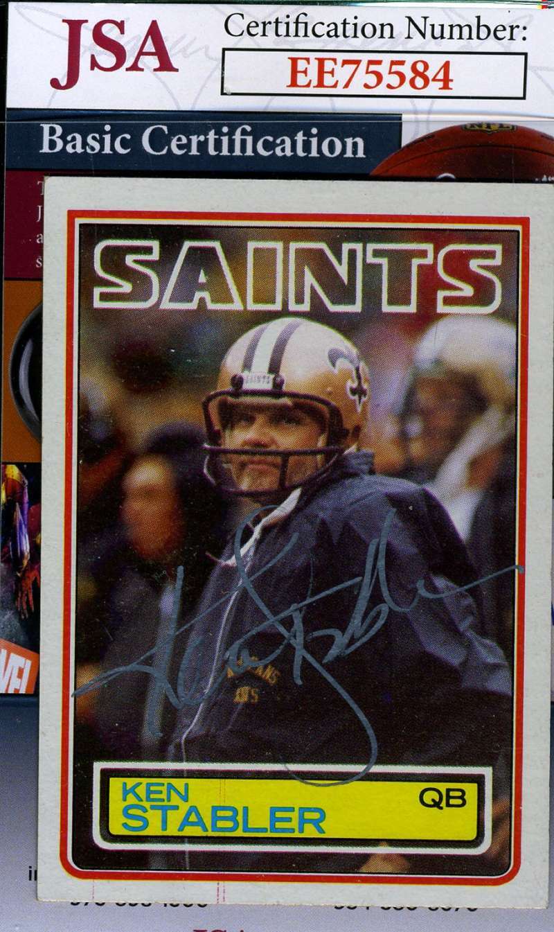Ken Stabler 1983 Topps Jsa Coa Hand Signed Authentic Autograph