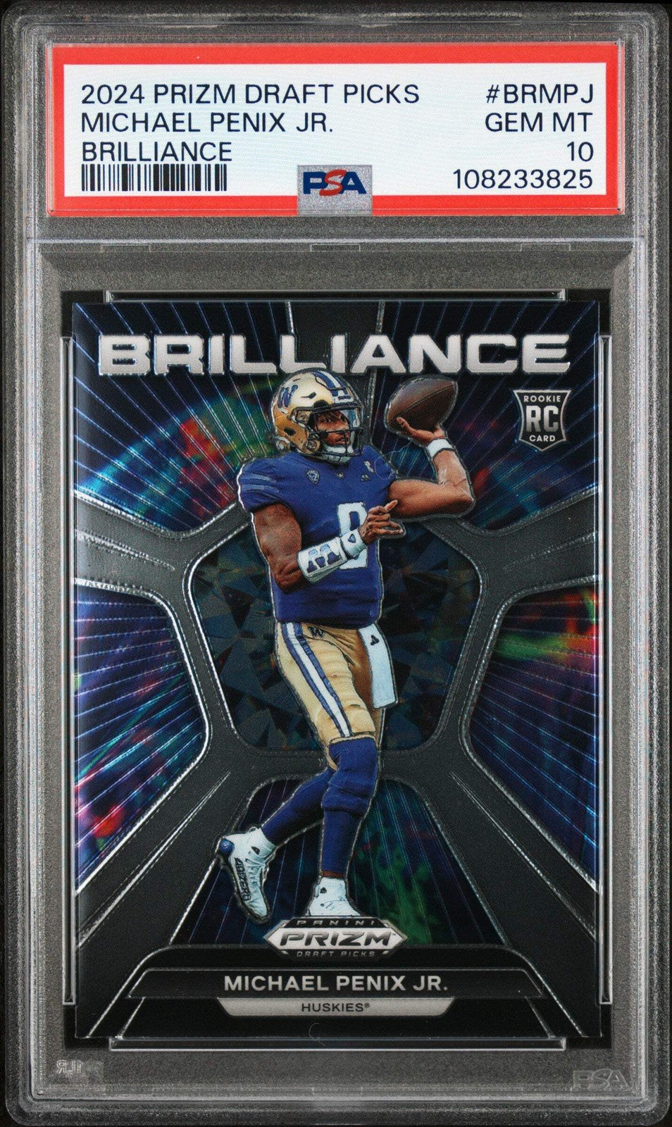 Graded 2024 Panini Prizm DP Michael Penix Jr BRMPJ Brilliance Rookie Card PSA 10