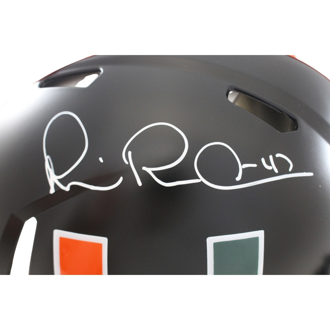 Michael Irvin Autographed Miami Hurricanes Authentic Black Helmet Beckett 56343