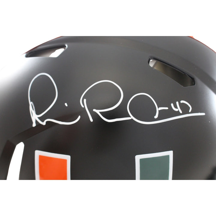 Michael Irvin Autographed Miami Hurricanes Authentic Black Helmet Beckett 56343