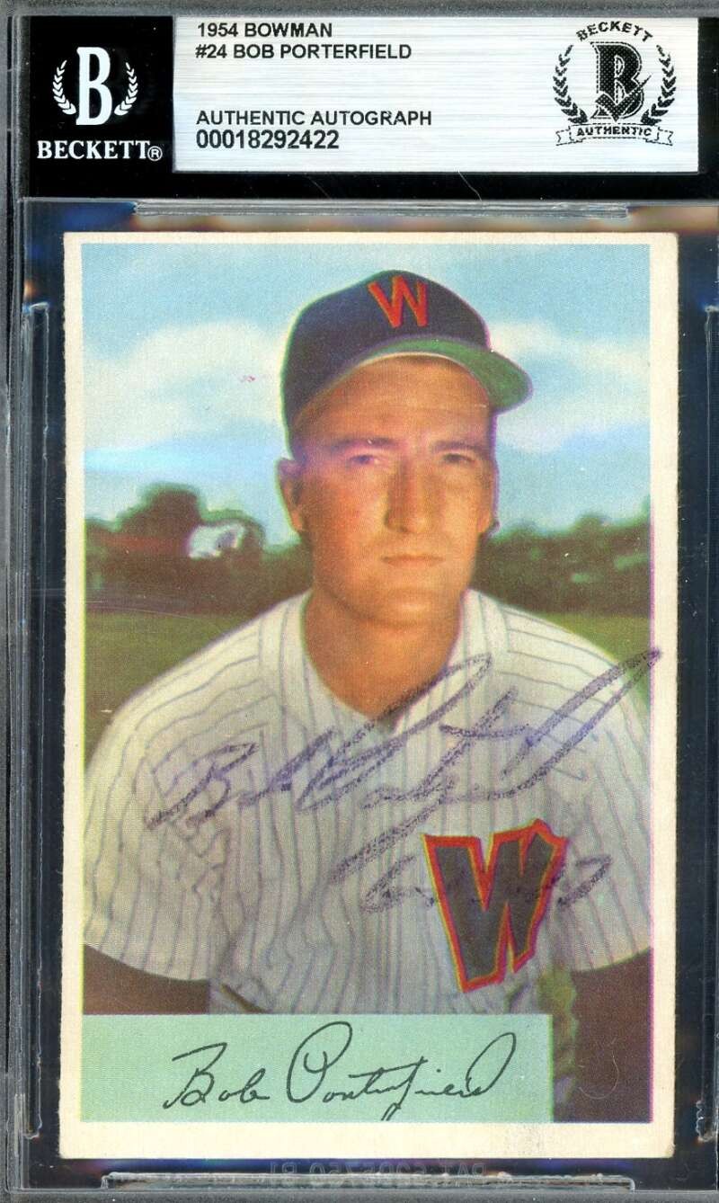 Bob Porterfield Beckett BAS Signed 1954 Bowman Autograph