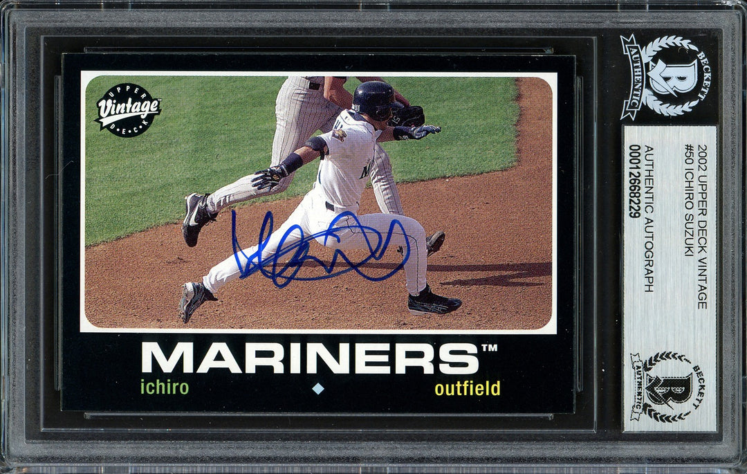 Ichiro Suzuki Signed 2002 Upper Deck Vintage Card 50 Seattle Mariners Beckett