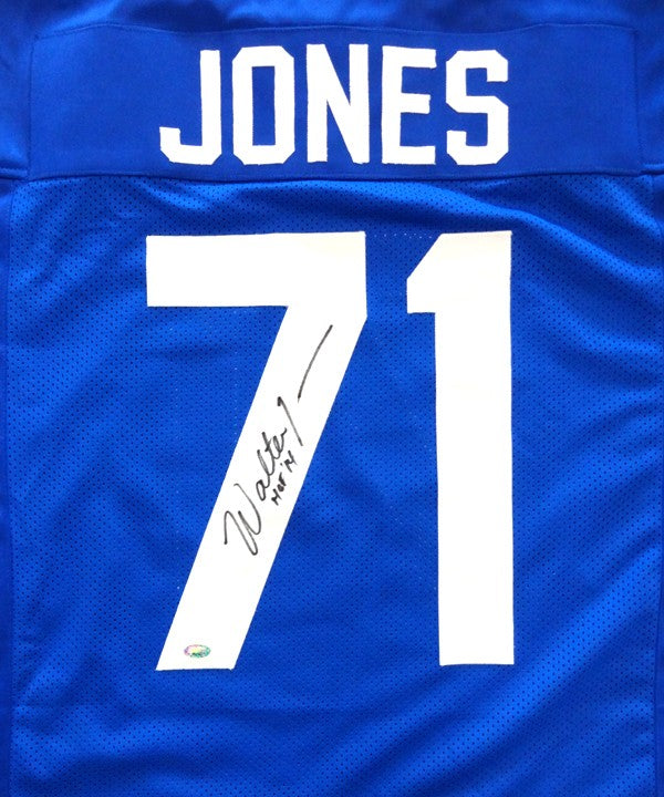 Seattle Seahawks Walter Jones Signed Blue Jersey "HOF '14" MCS Holo