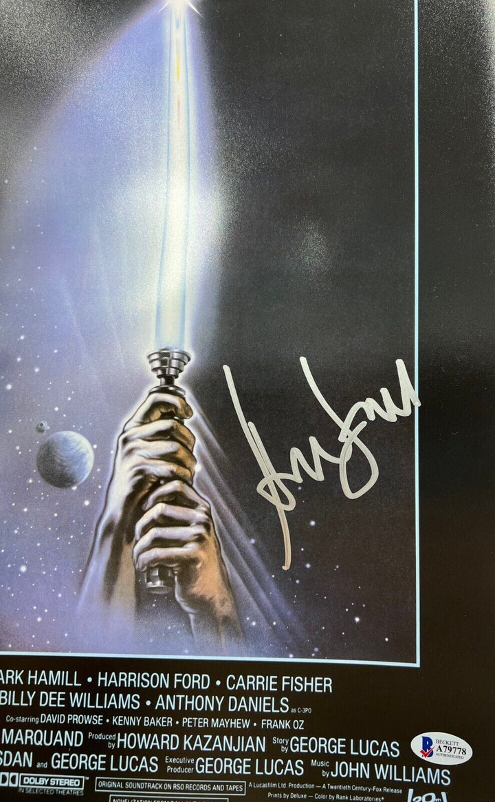 HARRISON FORD SIGNED STAR WARS RETURN OF THE JEDI 12X18 POSTER PHOTO BECKETT BAS