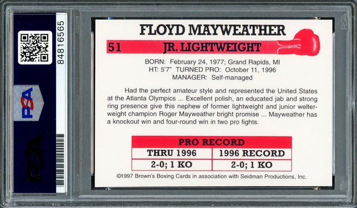 Floyd Mayweather Jr Auto 1997 Browns Boxing Rookie Reprint RC 51 TMT Money Team
