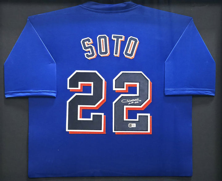 New York Mets Juan Soto Signed Framed Blue Jersey Beckett BAS