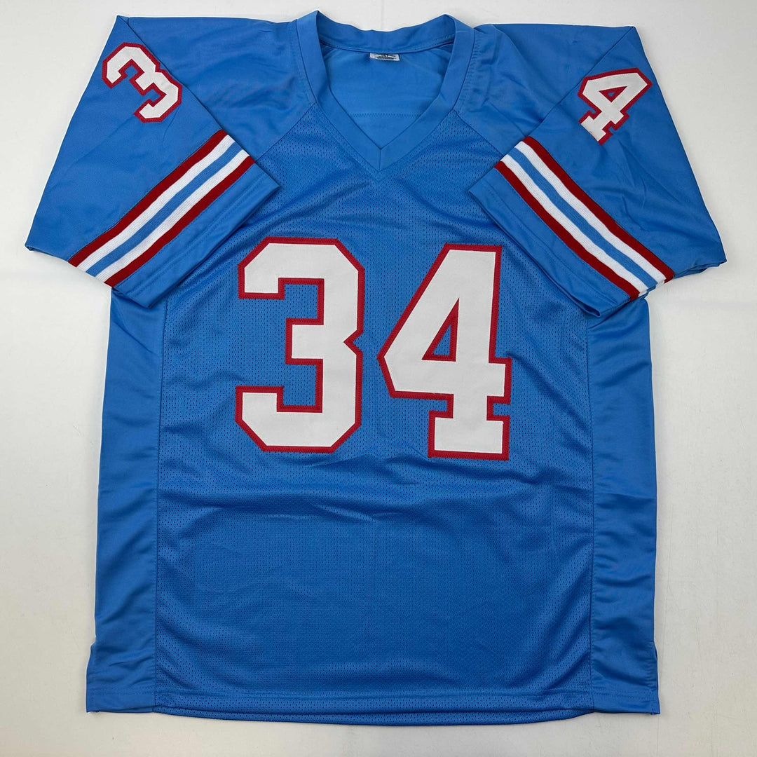 Facsimile Autographed Earl Campbell Houston Blue Reprint Jersey Size Men's XL